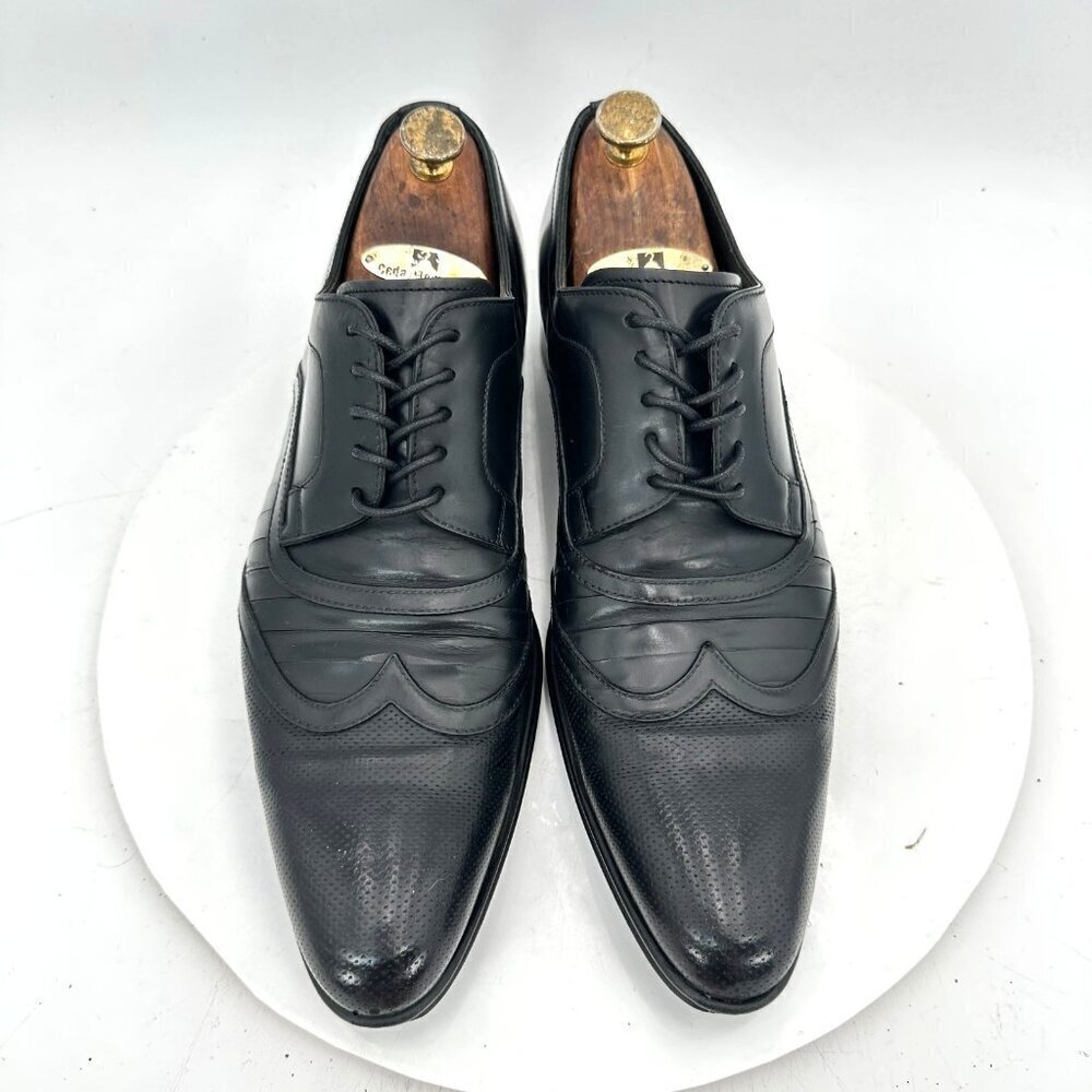Dolce & Gabbana Men Size 8 Black Genuine Leather Lace Up Derby Dress Shoes
